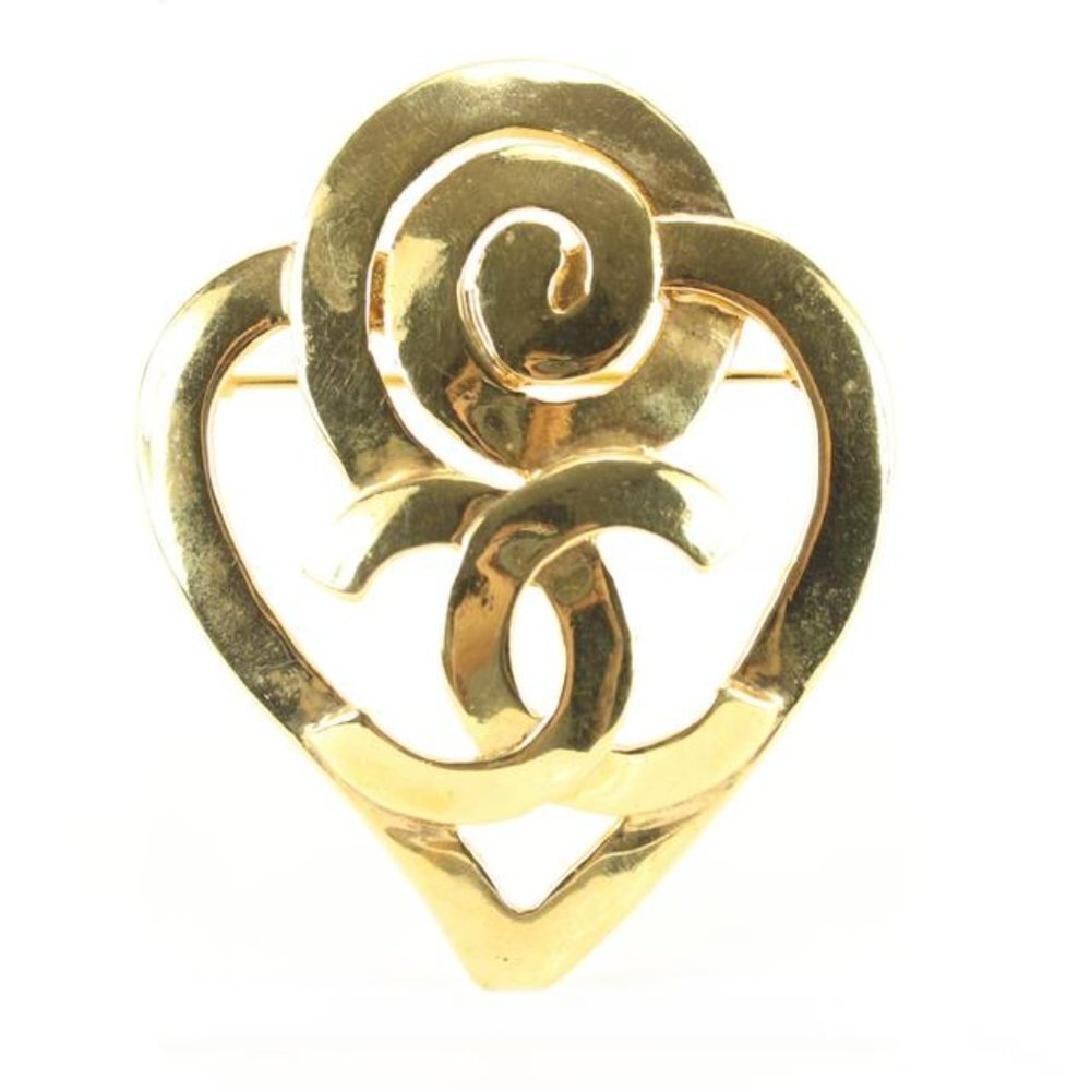 Chanel 95p Spiral Heart CC Brooch Pin Corsage 29ck824s